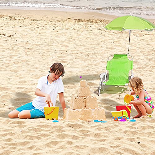 Syfinee Kids Beach Folding Chairs with Parasol,Outdoor Beach Recliner Garden Sunloungers Multifunctional Portable Deck Chairs for Children
