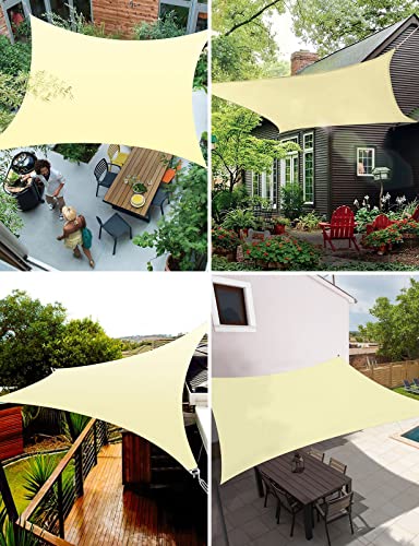 Awroutdoor 3 * 4m Sun Shade Sail, Rectangle Sun Sail Anti-UV Wear-resistance & Waterproof, Sunshades Covers in Outdoor Garden Backyard with Rope