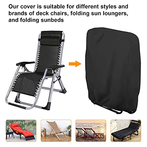 Garden Chair Cover, 2Pcs Folding Chair Covers Patio Reclining Chair Cover, Windproof, Anti-UV, Hydrophobic Oxford Fabric Outdoor Patio Sunbed Cov