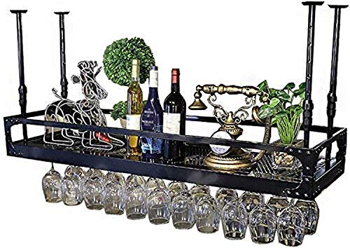 MiroDo Ceiling Wine Rack Metal Hanging Rack Goblet Holder Shelf Stemware Racks Hanging Wine Glass Holder Wine Bottle Holder Wall Shelf Storage Or