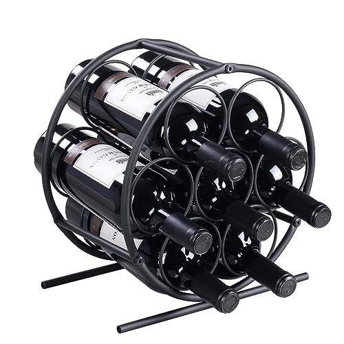 GOSSI Wine Rack Wine Bottle Holders Stands - Black 7 Bottle Metal Stand for White Collar Wine Lovers - Model GOSSI-23035