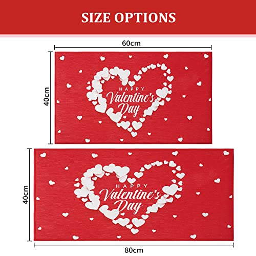 LuxFocus Doormat with Heart Patterns Non Slip Floor Mat Welcome Doormat for Indoor and Outdoor Valentines Day Decoration Mashine Washable Mats Ru