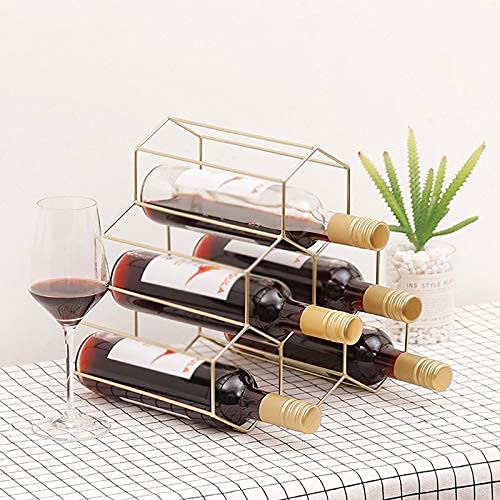 NEOCHY Creative Geometric Wine Rack Metal Simple Household Grape Wine Rack Restaurant Living Room Bar Wine Cabinet Wine Display