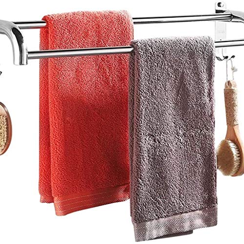 EYHLKM Bathroom Double Towel Bar Shelf Stainless Steel Rail Bath Shower Organization Suction Cup Robe