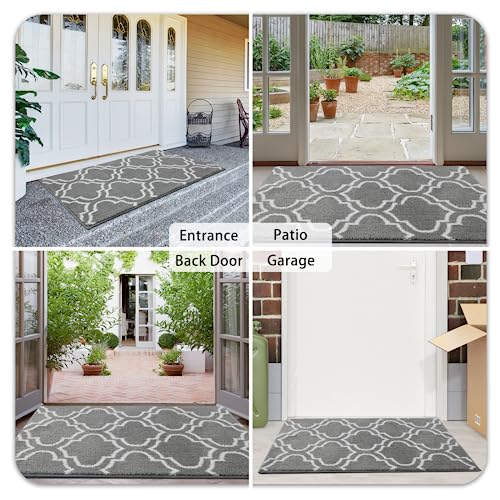 Ompaa Moroccan Trellis Door Mat Indoor Outdoor, Dog Mat for Muddy Paws, Dog Rugs for Floors, Super Absorbent Non-Slip Washable Dirt Trapper, Insi