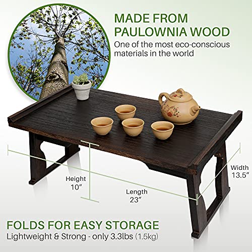 ENSO SENSORY Kiri Meditation Table - Premium Carved Japanese Minimalist Altar - Chabudai Coffee or Tea Low Floor Table - Floor Sitting, Sustainab