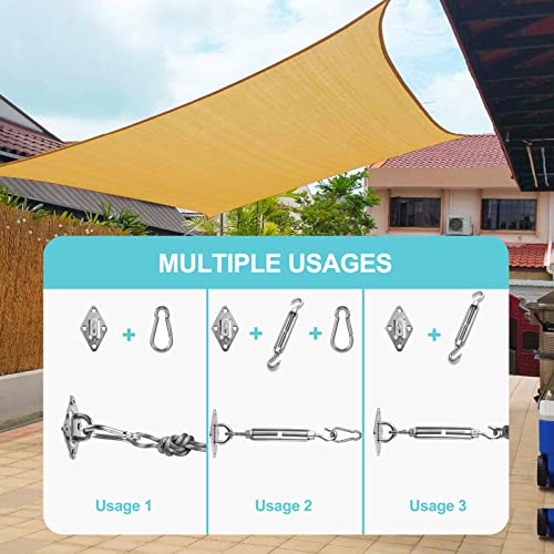 HOMPER Awning Attachment Set, Heavy Duty Sun Shade Sail Stainless Steel Hardware Kit for Garden Triangle and Square, Rectangle, Sun Shade Sail Fi