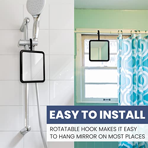MIRRORVANA Fogless Shower Mirror for Shaving with Hook for Hanging and Anti Fog Shatterproof Surface - Fill Back Chamber/Reservoir with Hot Water