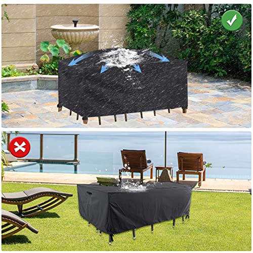 Garden Furniture Covers Waterproof Outdoor - 270 x 180 x 89cm Rectangular Rattan Patio Furniture Cover - Heavy Duty Large Protective Cover for Ou
