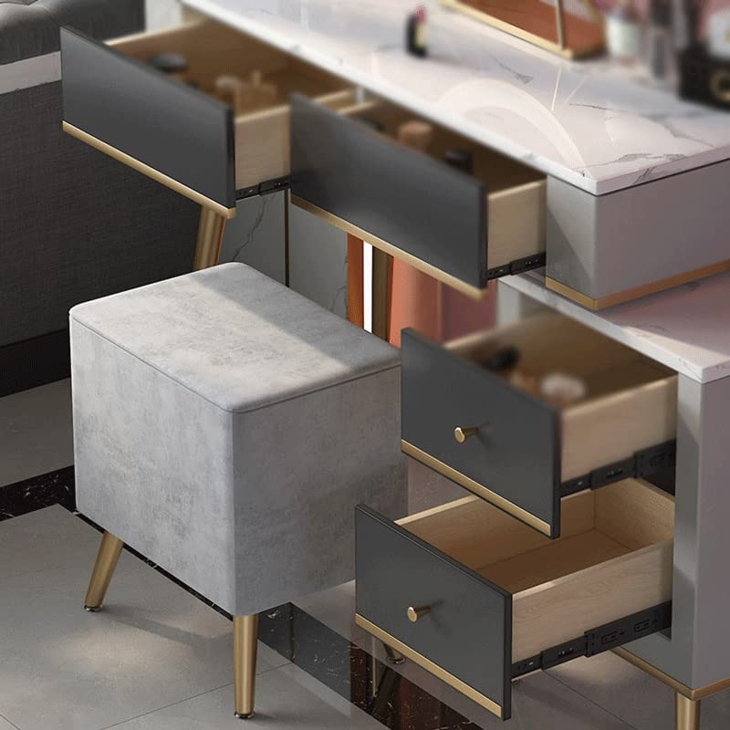 JYDQM Home with LED Lights Dressing Table Bedroom Iron Makeup Table with Multiple Drawers Dressing Table