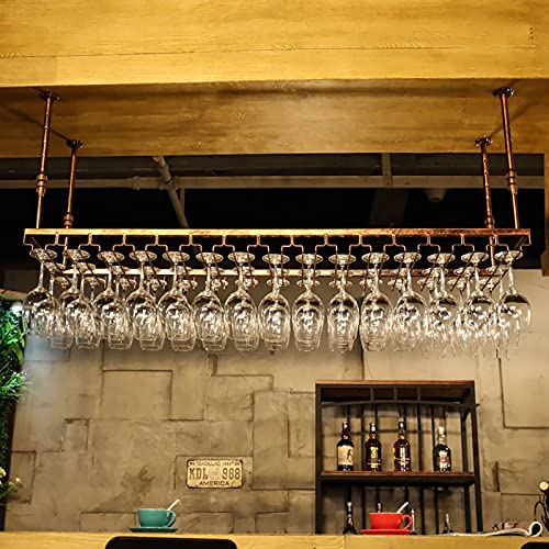EYLINK Wine Rack Free Standing Hanging Wine Glass Rack Ceiling Upside Down Wine Bottle Rack Kitchen Restaurant Bar Cup Storage Rack Home Decorati