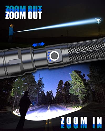 Maxesla 2 Pack Type C LED Torch Rechargeable 8000LM Gifts for Men Dad Kids, 3000mAh Battery Torches LED Super Bright, IPX5 Waterproof Rechargeabl