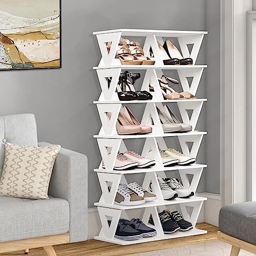 Nisorpa 7 Tier Tall Narrow Shoe Rack For Entryway Vertical Shoe Rack Organizer For Small Spaces Garage Shoe Shelf For Narrow Spaces Shoe Holder S