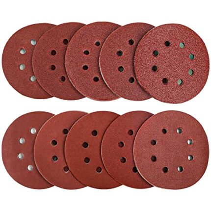 100Pcs Sanding Discs Pads, Augola Hook and Loop 40 60 80 100 120 150 180 240 320 400 Mixed Grits 125mm Sandpaper Sheet for Random Orbital Sander,