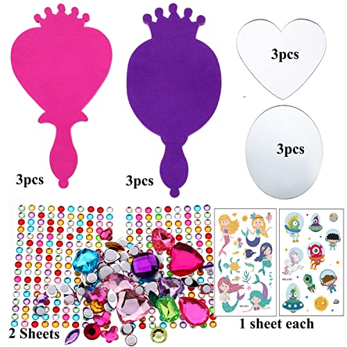 RICHNESS Princess Foam Mirrors Decorate Your Own Princess Mirrors Unbreakable kids mirror Preschool Art Toys Pack of 6
