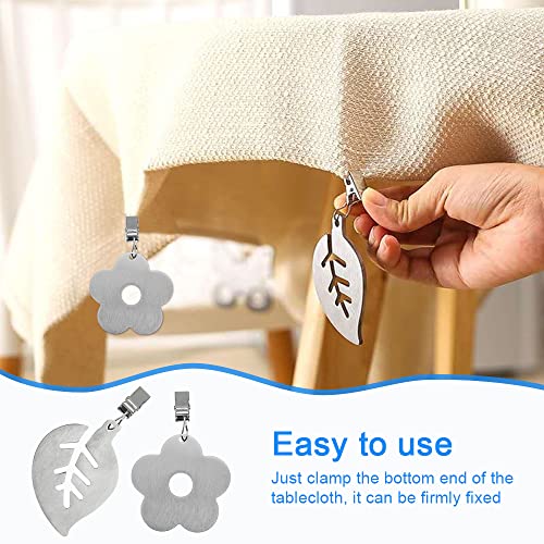 EMAGEREN 8 Pack Tablecloth Weights Clip Stainless Steel Table Cover Weights Picnic Table Clips Decorative Metal Table Cloth Clamps with Clip for