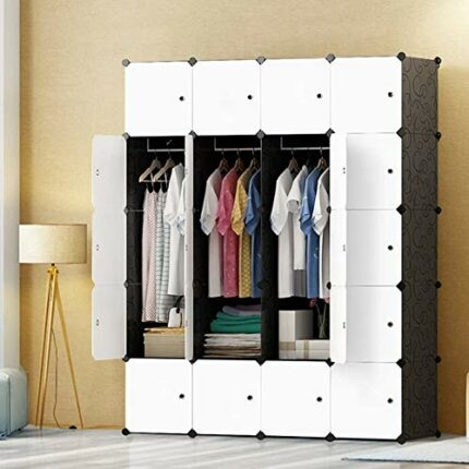 ALREMO HUANGXING - Portable Shoe Storage Organizer, DIY Portable Wardrobe Closet, Modular Storage Organizer, Space Saving Armoire, Deeper Cube wi