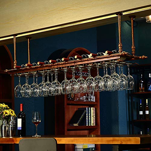 KEppd Wine Rack Wall Mounted - Wine Glass Rack Hanging Metal Wine Glass Holders Hanging Under Shelf Height Adjustable Ceiling Wine Rack Modern Gl