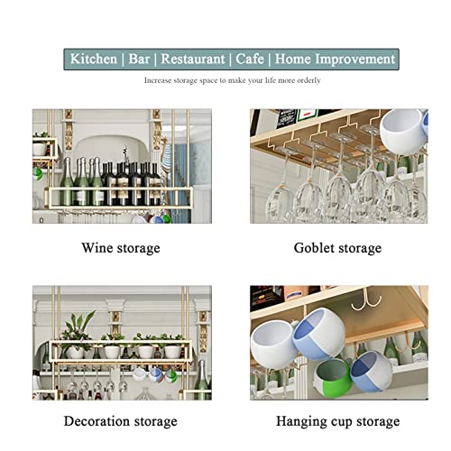 EYLINK Wine Racks Iron, Adjustable Height, Ceiling Mounted Hanging Wine Bottle Holder, Champagne Glass Goblets Rack, Bar Home Decor, Vintage Stor