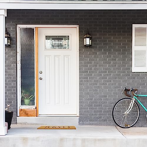 Relaxdays Welcome Coir Doormat, Good Vibes Coconut Mat, Shoe Scaper, Weatherproof, HxW: 40x60 cm, Natural/Black/White, Coco, Plastic, 60x40 cm