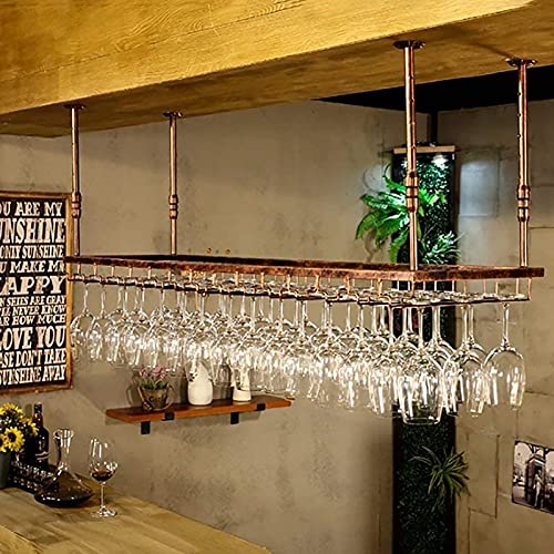 EYLINK Wine Rack Free Standing Hanging Wine Glass Rack Ceiling Upside Down Wine Bottle Rack Kitchen Restaurant Bar Cup Storage Rack Home Decorati