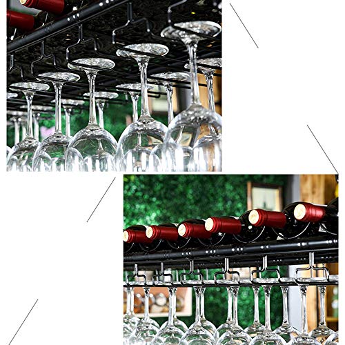 PIBM Restaurant Wine Rack Suspension Ceiling Goblet Holder Bar Fashion Creative Wine Glass Rack European Style Wine Bottle Rack J1024, Bronze , L