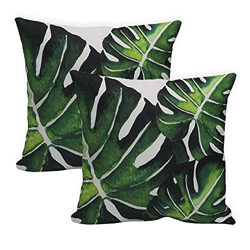 Gardenwize - Pack of 2 Outdoor Scatter Cushions, Garden Furniture Cushions - Covers & Pillows (Gold Palm)
