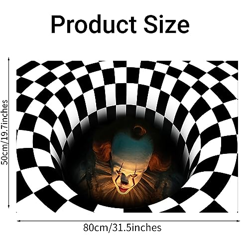 LMAZG Halloween Door Mat, 19.7"× 31.5" Horror Clown Welcome Mat Scary Entry Rug Indoor Outdoor Entrance Floor Mat Non Slip Halloween Decor Holida