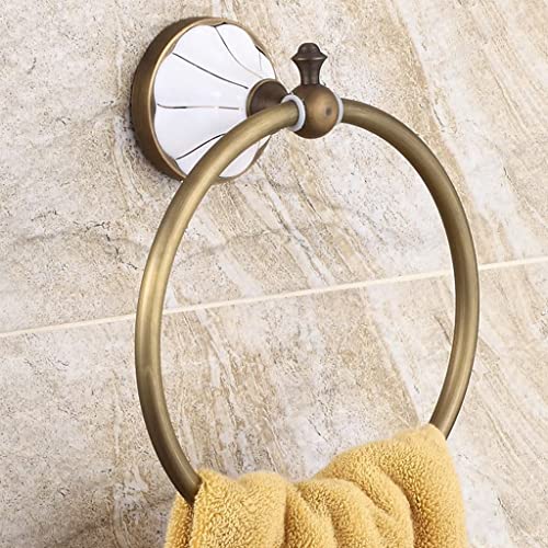HIGOH Towel Racks,Bath Towel Holder,Bathroom Hand Towel,Antique Retro European Pastoral Style Bronze Towel,Towel Rack,Round Hand Towel Holder