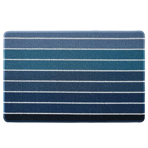 OOKSEN Outdoor Doormats, Waterproof Front Door Mat with Anti-Slip Backing for Entryway, Black Striped Welcome Door Mats Dirt Trapper for Outdoor