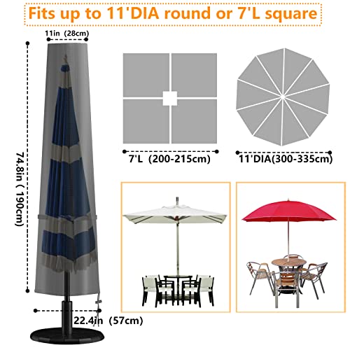 Garden Parasol Cover, Garden Umbrella Covers Fit 2.5 to 4m Diameter Parasols Outdoor Waterproof 420D Oxford Patio Umbrella Protection Cover with