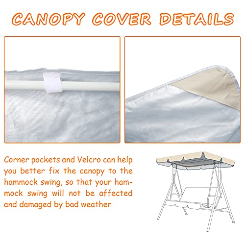 SOKINGCOVER Replaceable Swing Canopy, Khaki, Swing Ceiling Replacement Cover 168 x 120 x 18cm