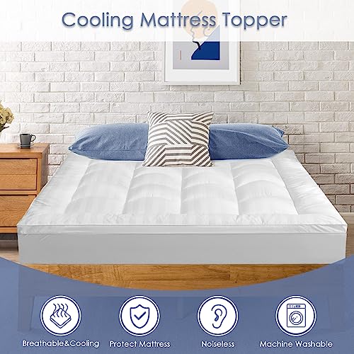 MIROUT Queen Cooling Mattress Topper, Extra Thick Plush Mattress Pad Cover with 8-21 inch Deep Pocket, 3D Snow Down Alternative Fill Pillow Top