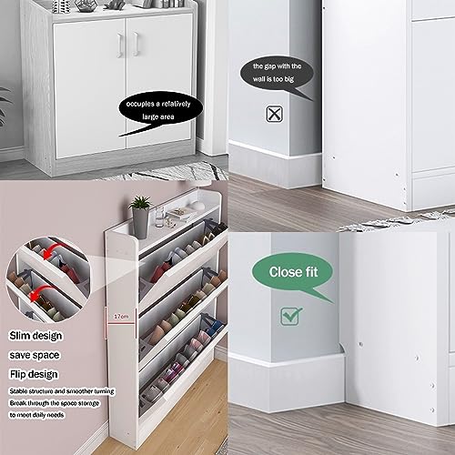 Shoe Cabinet for Entryway, Shoe Storage Cabinet with 3 Flip Drawers, Slim Hidden Entryway Cabinet Shoe Rack Organizer,for Hallway, Living Room,Ho