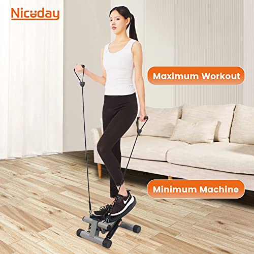 Niceday Mini Stepper Exercise Machine, Steppers with Resistance Bands, Step Machine Exerciser for Home, Up-Down Stepper with LCD Monitor, Space S