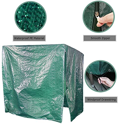 PATIO PLUS 3 Seaters Garden Swing Cover, 220x125x170cm Large Garden Hammock Cover with Zips, Waterproof, Dust-proof Green