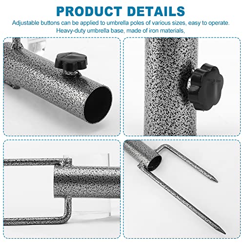 Kisbeibi Adjustable Portable Umbrella Base, Heavy Duty Ground Insert Steel Coating Umbrella Stand Outdoor Base for Big Umbrella Outdoor Park Pati