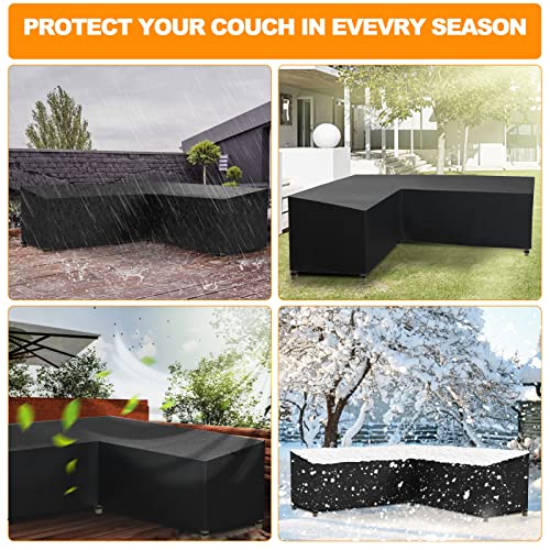 Nomiou Garden Furniture Cover, L-Shaped Lounge Cover, Waterproof Rattan Sofa Cover for Garden Furniture, Protective Cover, Tarpaulin for Corner S