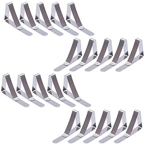 PEIUJIN 20 Pack Stainless Steel Tablecloth Clips Table Cloth Cover Clamps