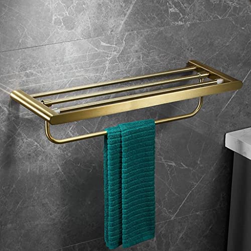 RAKUTE Brushed Gold Towel Rack, Stainless Steel Bathroom Gold Towel Bar, Toilet Paper Holder, Towel Ring, Bathroom Accessories Kit Bathroom Ring