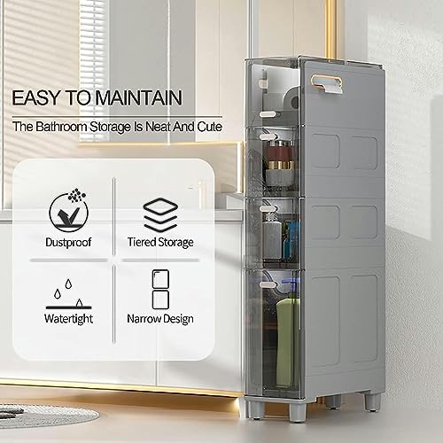 OPSREY 2/3/4-Tiers Bathroom Floor Storage Cabinet, Small Bathroom Storage for Tiny Spaces,Little Shelf for Bedroom,Narrow Toilet Paper Cabinet fo