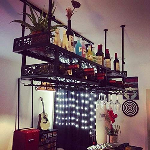 NEOCHY Wine Rack Retro Wine Glass Inverted Wine Bottle Rack Floating Wall Hanging Bar Restaurant Storage Rack Decoration