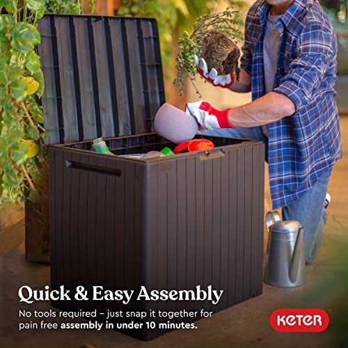 Keter City Brown Resin Deck Box Patio Furniture Pool Accessories and Outdoor Toy Storage