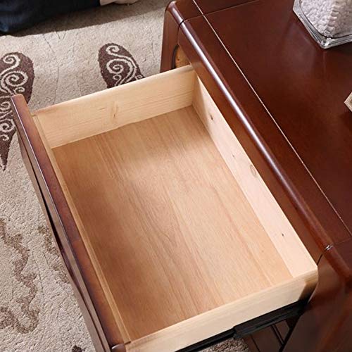 JYDQM European Style Retro Solid Wood Bedroom Bedside Table, Double Drawer Design Bedside Table