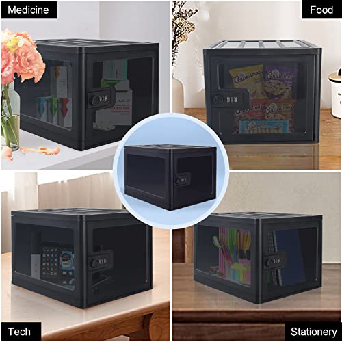 Lockable Box, Clear Lockable Storage Box for Food,Tech and Home Safety, Medicine Lock Box for Safe Medication,Lockable Storage Bin, Tablet Phone