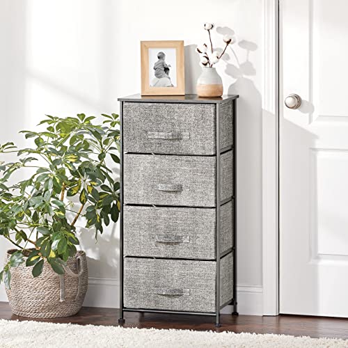 mDesign Chest of Drawers – Bedroom Drawers with 4 Drawers for Clothes, Accessories, Cosmetics – Stylish Bedroom Storage Unit – Black/Dark Grey