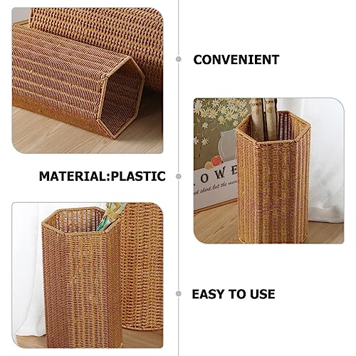OSALADI Yoga Mats Woven Umbrella Stand Rattan Basket Freestanding Canes Walking Sticks Holder Umbrella Basket Tall Basket Floor Woven Bucket for