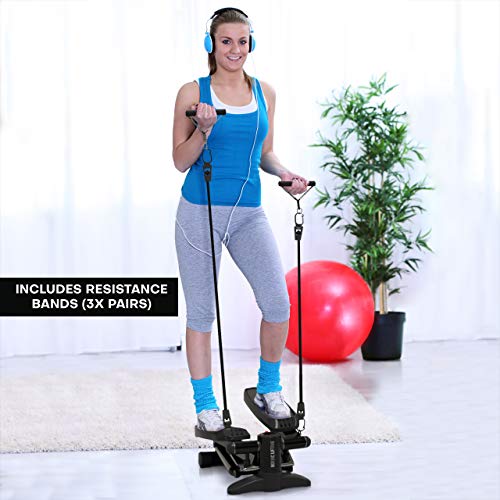 Nordic Lifting Mini Stepper & Stair Climber Machine - w/Resistance Bands Set - Built in Monitor