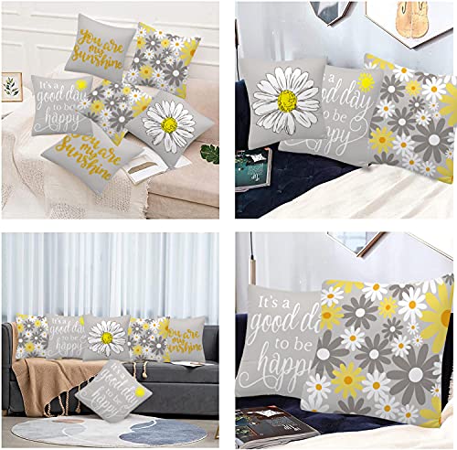 LANKOER Set of 4 Decorative Cushion Covers 45x45cm, Soft Polyester Square Throw Pillow Covers, Perfect to Outdoor Patio Garden Blench Living Room