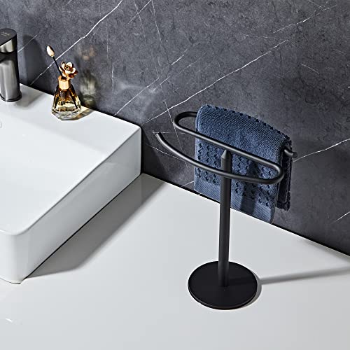 Matte Black Hand Towel Holder Stand, Free-Standing Towel Rack, SUS304 Stainless Steel Towel Bar Rack Stand, Tower Bar for Bathroom Kitchen Vanity